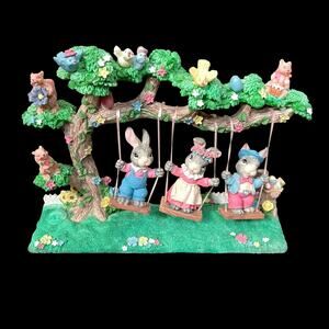 Jaimy Easter Jubilee Bunnies on Swing Family Resin Spring Sculpture Decoration